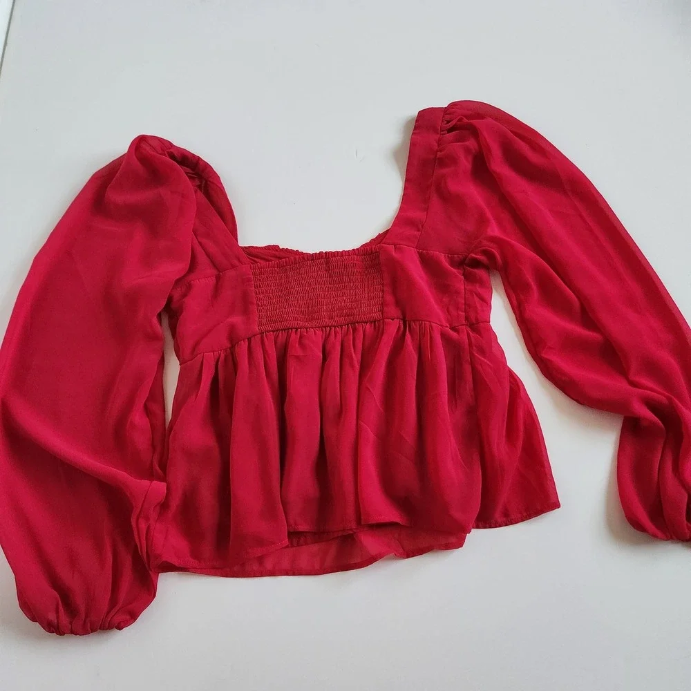 Abercrombie & Fitch Y2k Babydoll‎ Top Long sleeve pink shirt size M